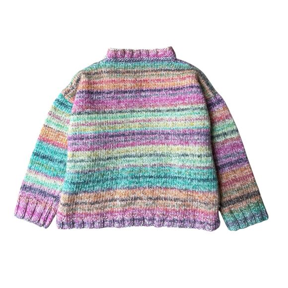Unbranded Multicolor Stripe Sweater, Size 3T, Purple Green - Picture 2 of 6